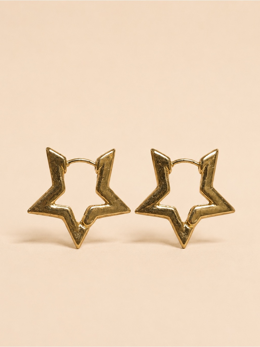 Adina Eden 18K Gold Plated Star Hoop Earrings